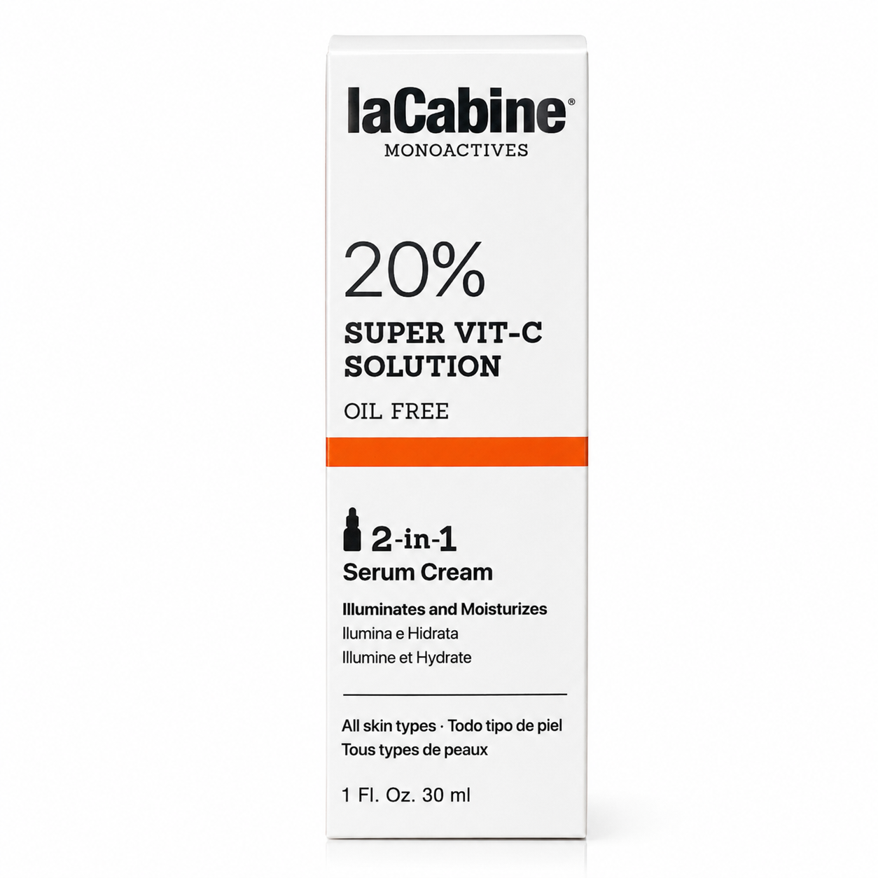 سرم کرم ویتامین C 20 درصد لاکابین مدل Super Vit-C Solution Oil Free حجم 30 میلی‌لیتر